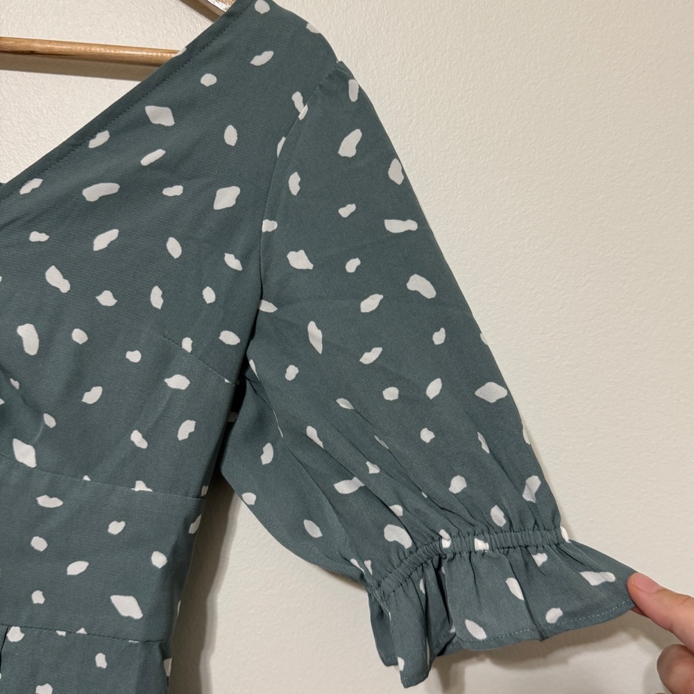 Abercrombie & Fitch Polka Dot Midi Dress Size XS Teal Green - Picture 4 of 7